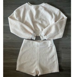 Fluffy Crop Matching Sweat Set